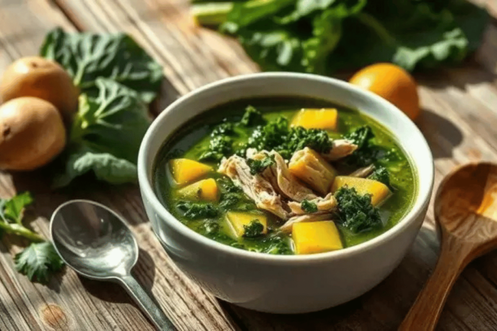 Caldo verde com frango